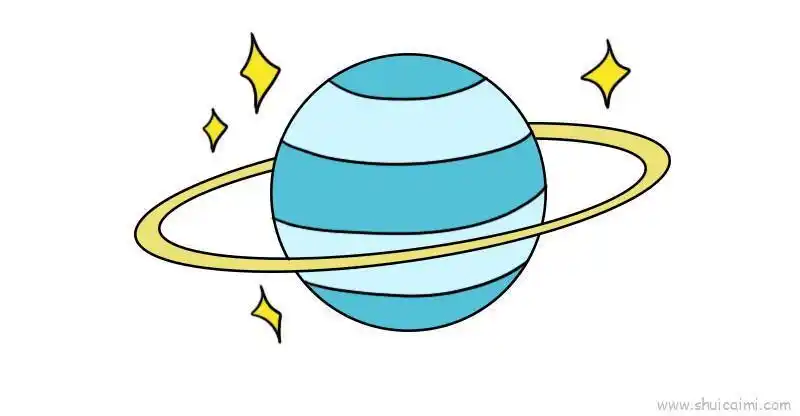 宇宙中的行星上色简笔画图片教程外太空的星球简笔画星球简笔画二八大