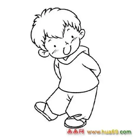 儿童简笔画人物男孩侧身