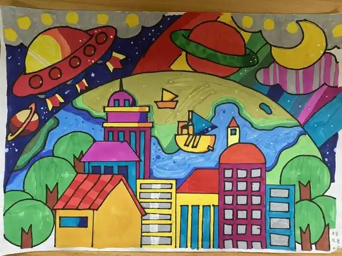 航天科幻画"科技创新,生活因你而精彩"——月浦中心校第六届校园科技