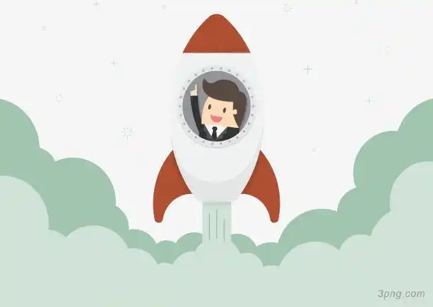 火箭升天小人png素材透明免抠图片-其他元素
