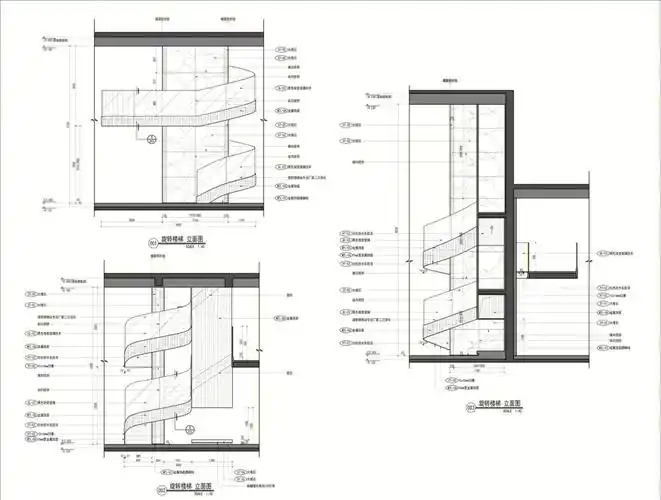 cad施工图深化设计#施工图深化  #弧形楼梯#别墅设计