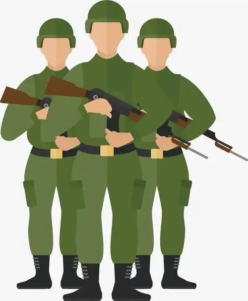 矢量图三个持枪的军人