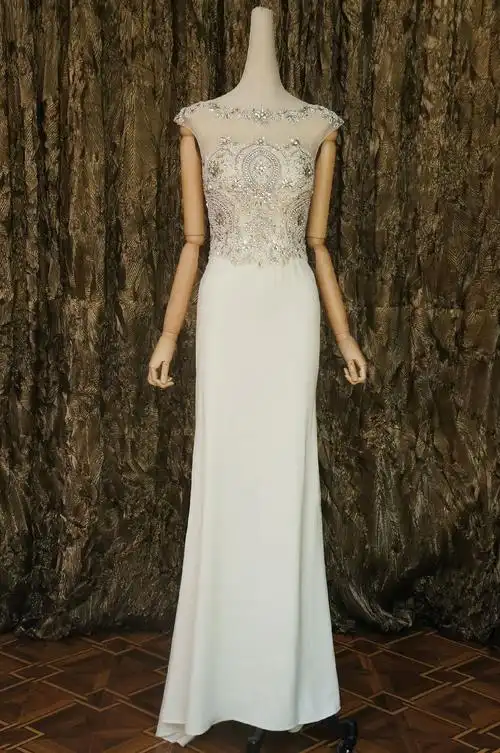 高级定制明星款美国sherri hill 重工钉珠 小鱼尾拖尾晚礼服婚纱