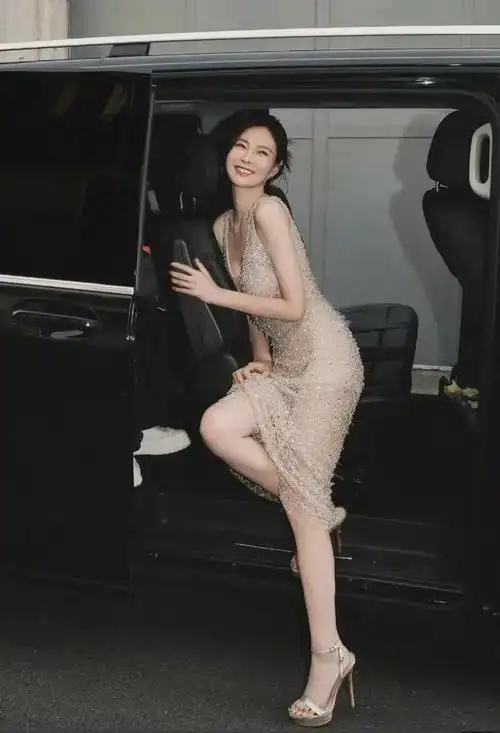 沈梦辰穿衣真大胆裸色透视连衣裙展现傲人身材不当模特可惜了