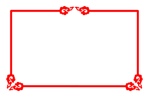 红色三角花纹边框插画图片