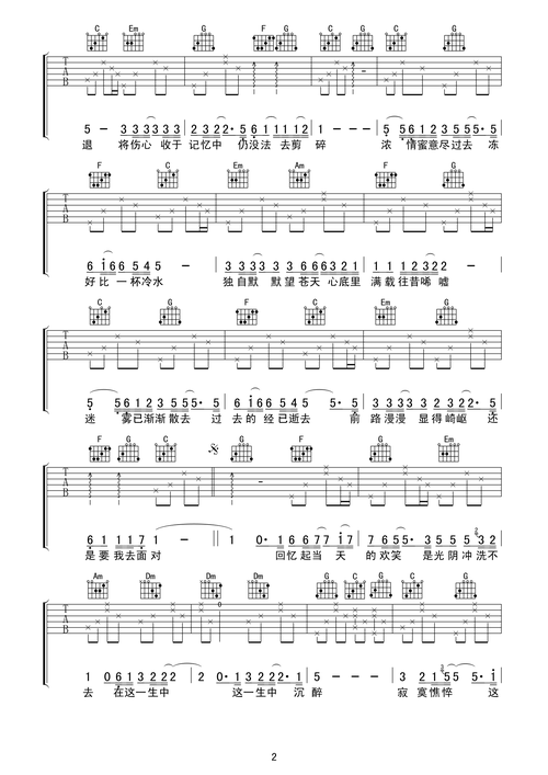 情凭谁来定错对吉他谱