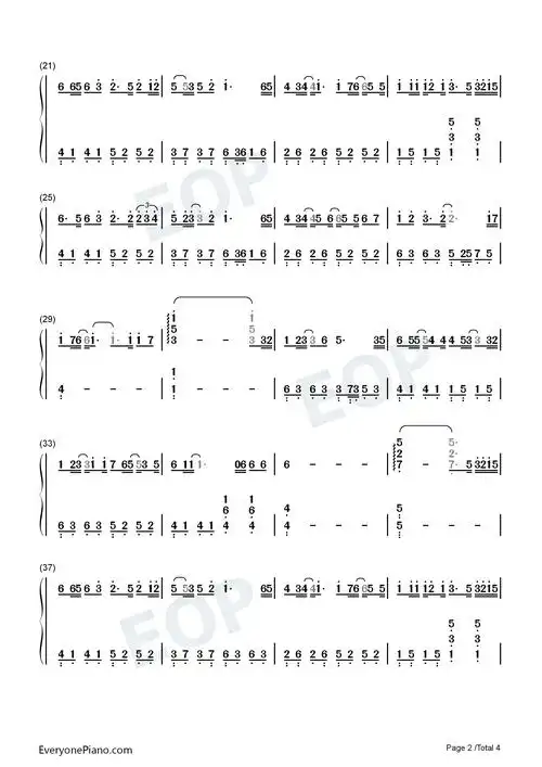 专属情歌-刘辰希双手简谱预览2