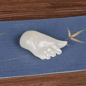 知足常乐白玉石手把件玉雕刻工艺品文玩手玩随身把玩件玉足小脚丫