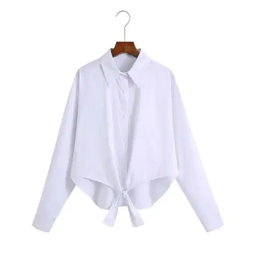 衬衫打结白色图片