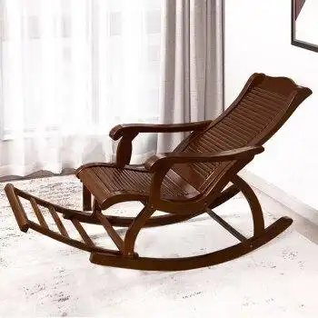 全实木摇摇椅老人躺椅成人休闲椅阳台家用逍遥椅中式懒人原木摇椅短款