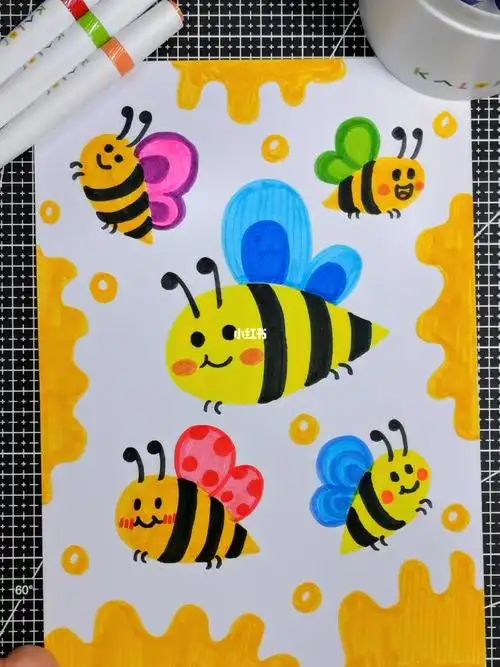 简笔画教程儿童水彩笔可爱的蜜蜂