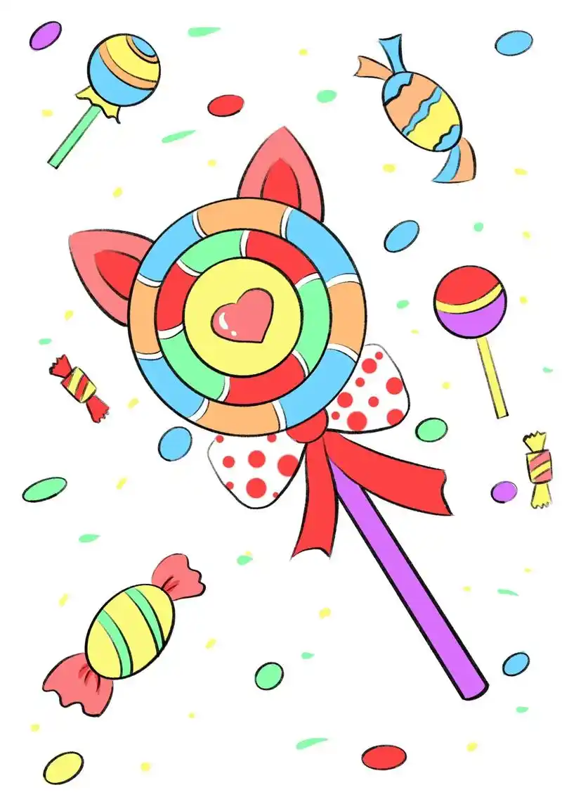 可可爱爱的棒棒糖简笔画.