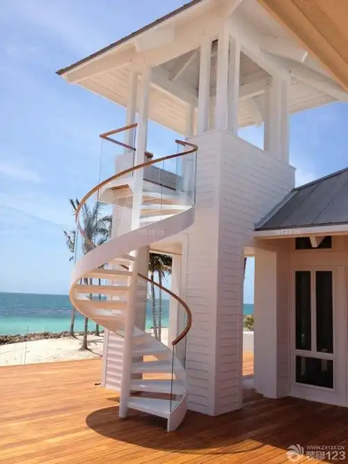 东南亚风格室外玻璃楼梯扶手设计实景图