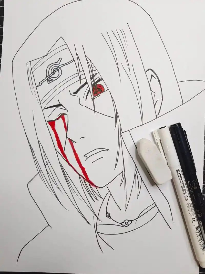 简简单单教大家画一个鼬神.#动漫 #画画 #火影忍者 #鼬  - 抖音