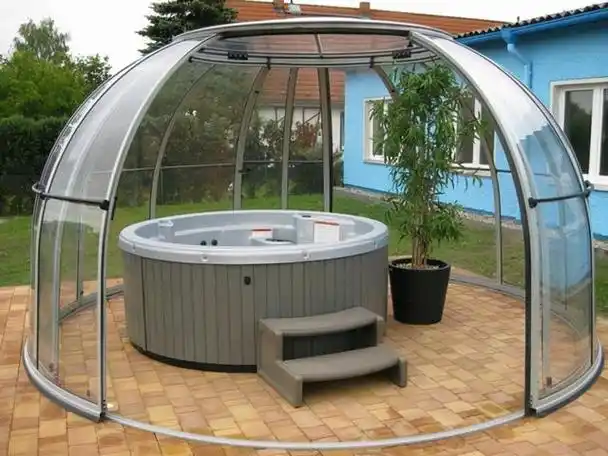 斜顶玻璃阳光房最新效果图 弧形玻璃做顶整面采光(12)