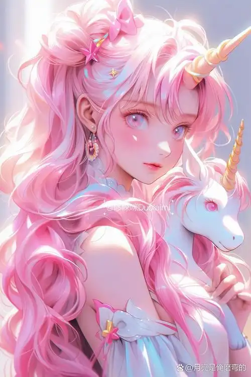 梦幻壁纸06缤纷独角兽公主奇幻色彩少女头像