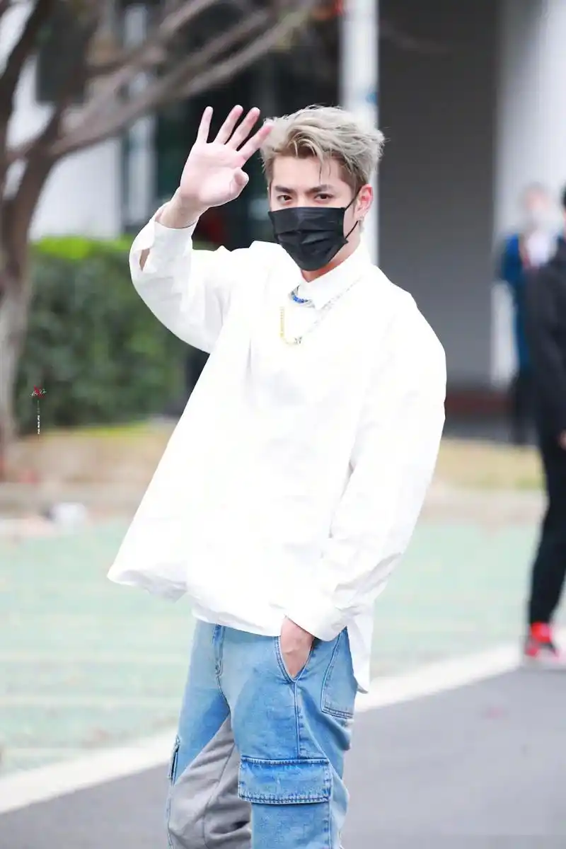 白衬衫青春帅气,很热情的和粉丝打招呼呐[期待]期待吴亦凡!@吴亦凡