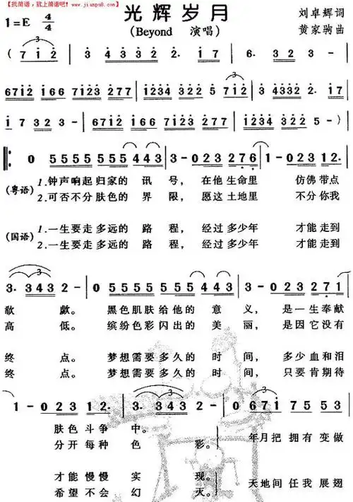 《光辉岁月》简谱