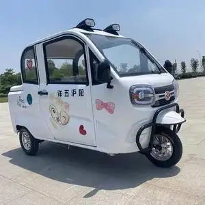 新款全半封电动三轮闭皮卡电动三轮车家用载士女接送带孩子棚拉货