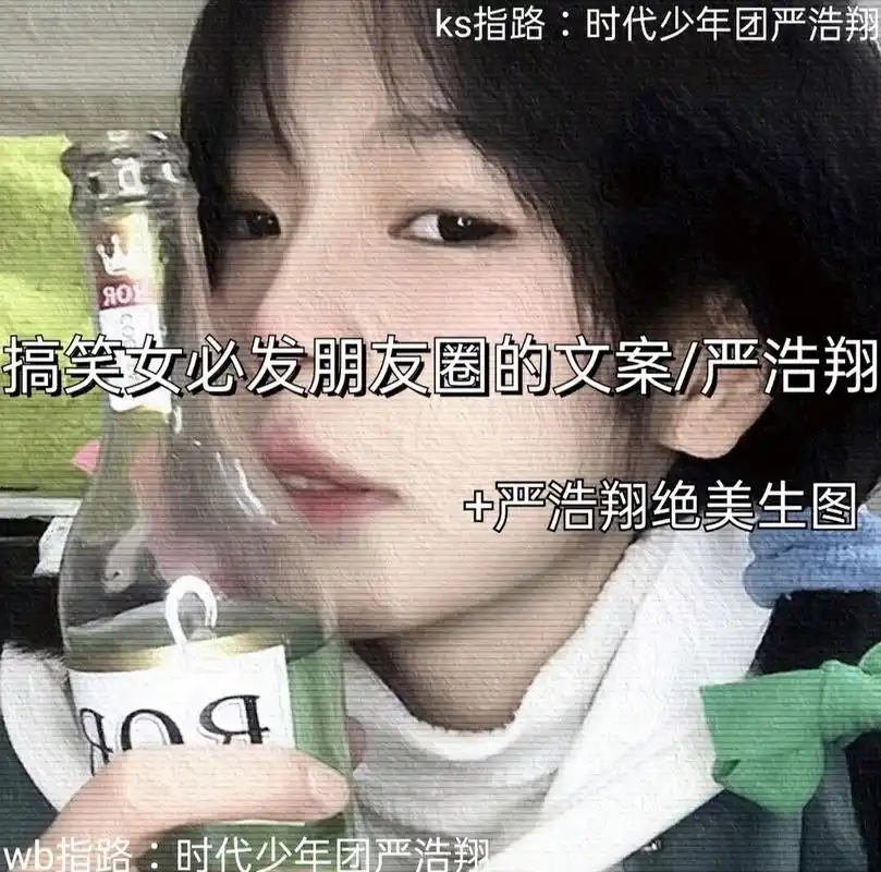 搞笑女可发朋友圈的严浩翔文案: 浩翔说我聪明  所以就发了.
