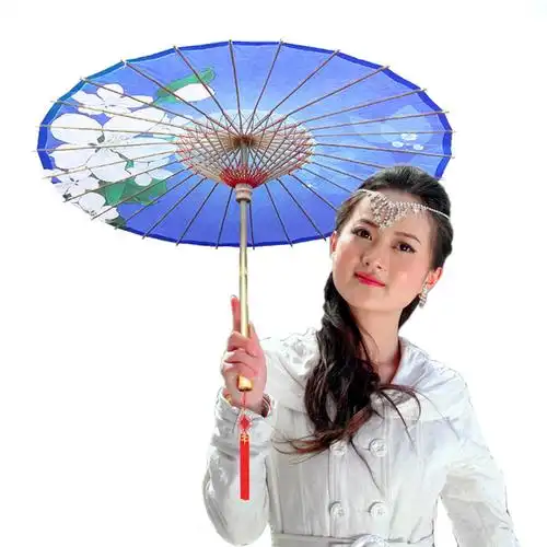 江南油纸伞蓝色经典跳舞伞汉服旗袍走秀伞装饰伞防雨防晒照相伞