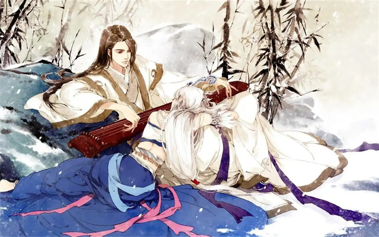 唯美中国古风人物爱情手绘壁纸图片下载高清大图预览1920x1200_卡通动