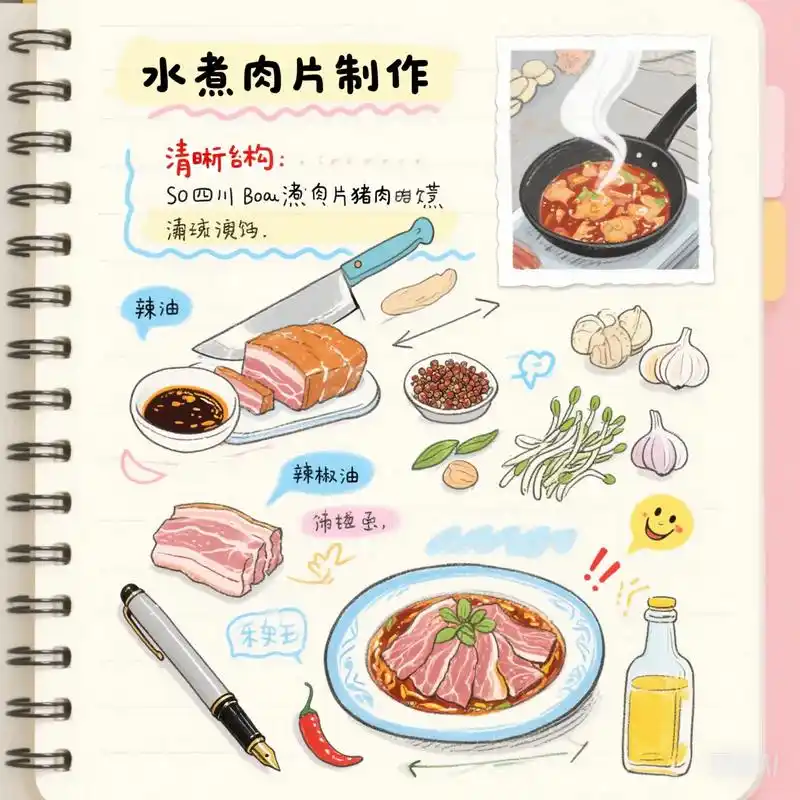 水煮肉片制作.#用美食打开这场春分 #漫画美食 #抖音美食图