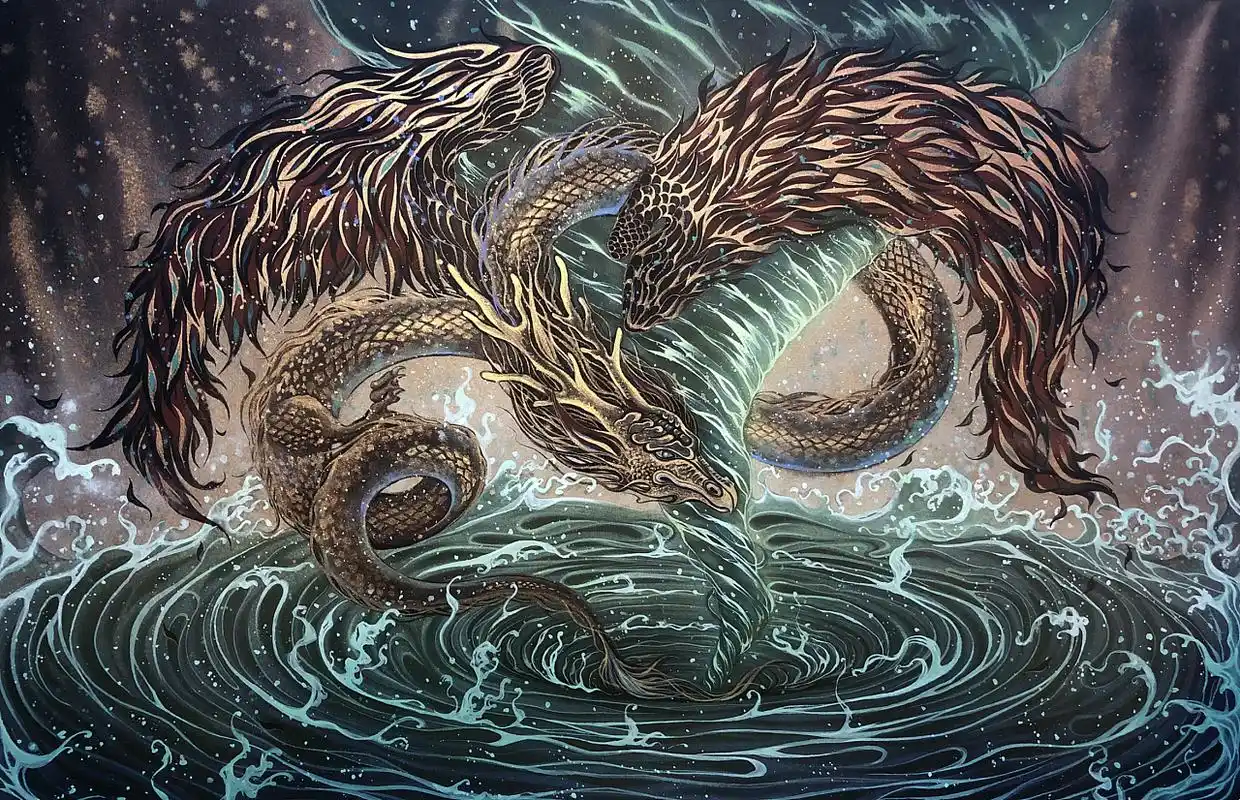 白树原创手绘山海经系列之应龙