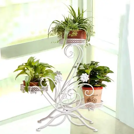 花架铁艺多层特价阳台室内落地绿萝花架子欧式简约客厅吊兰花盆架