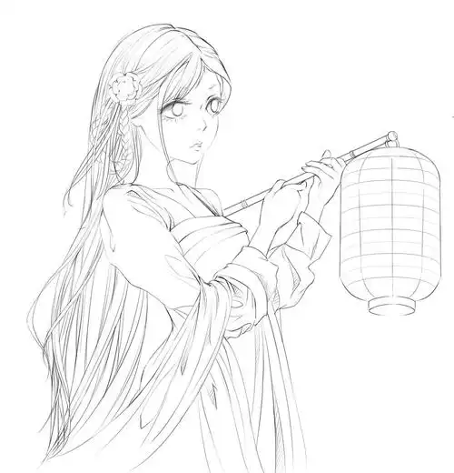 那一段很闲的日子,找到一个墨迹笔刷,于是乎疯狂地画了好多古装女孩子