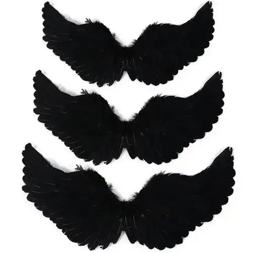 万圣节服装儿童小恶魔翅膀背饰道具天使精灵cos羽毛装扮黑色魔鬼披风