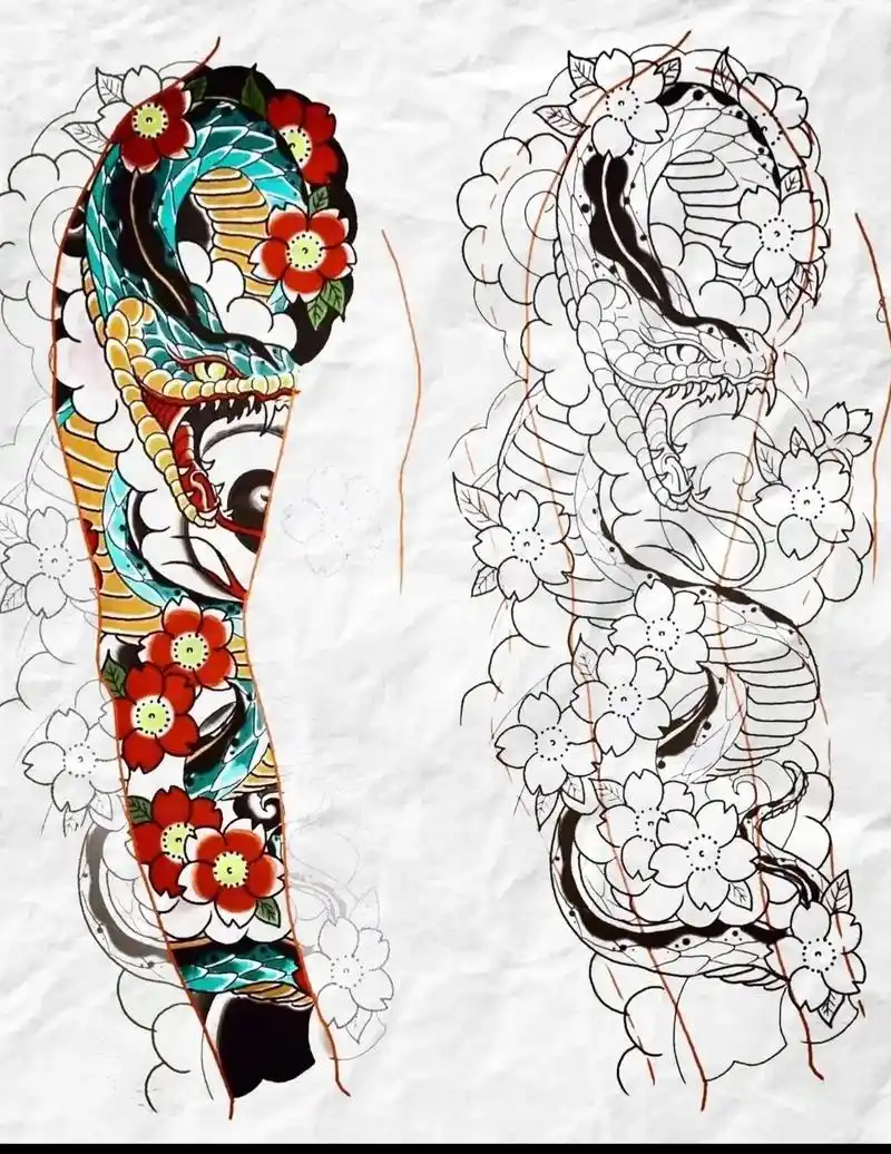 日式老传统 #纹身图案手稿 #手稿分享 - 抖音