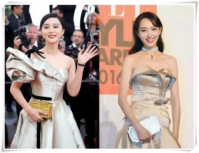 37岁范冰冰和35岁唐嫣同穿香槟金只差2岁却是少女与大妈既视感