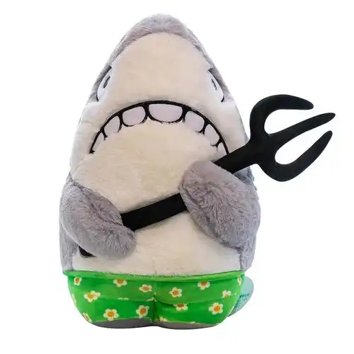网红搞怪可爱鲨鱼抱枕毛绒玩具鲨雕鲨叉玩偶bee毛绒