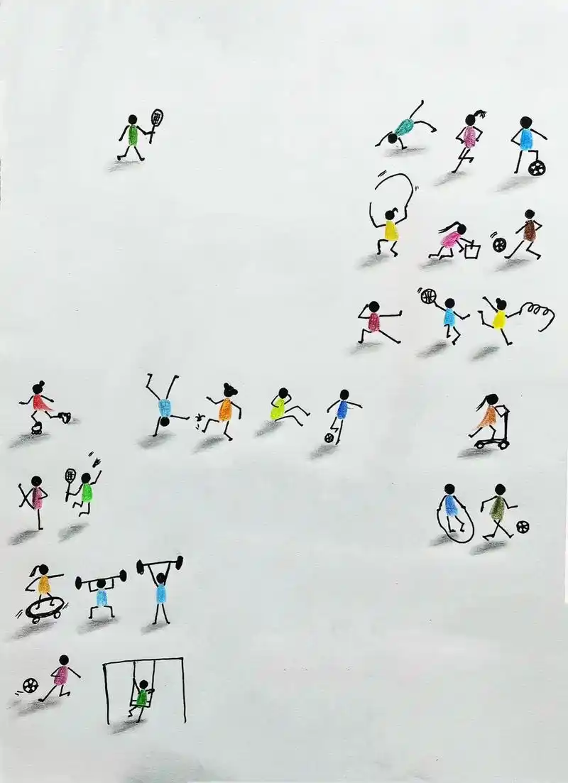 一起来画立体小人吧7815体育课上.