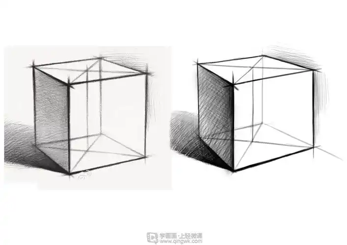 作业:零基础怎么开始学素描之方体透视素描画法练习 - drows - 轻微课