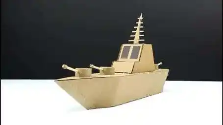 创意手工 如何用纸板给孩子制造一艘航母战舰?