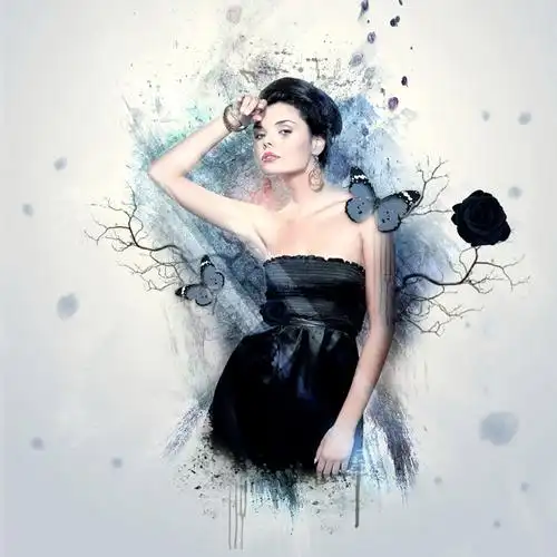 再加入人物,并把人物融入到画面中;最后装饰一些素材等,得到想要的