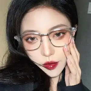 半框透明眼镜架女图片