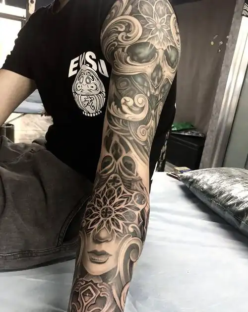 欧美花臂纹身图片手臂欧美写实纹身图案