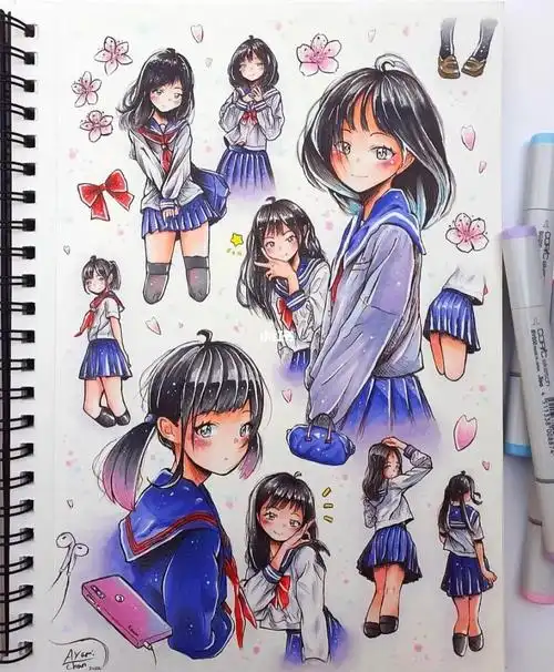 copic插画师sketch漫画风校服