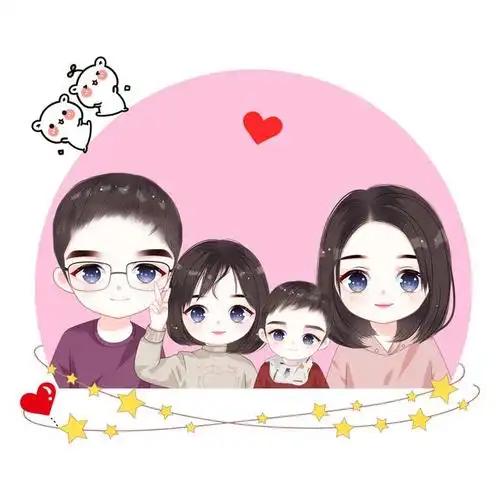全家福头像,一家三口,四口,五口合照,可爱头像