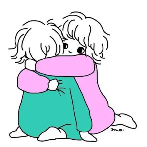 卡通gif拥抱gif女孩gif背影gif粉红色睡衣gif