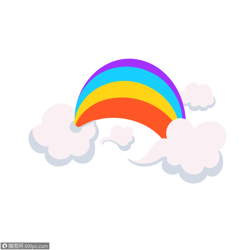 可爱卡通小彩虹童趣手绘彩虹