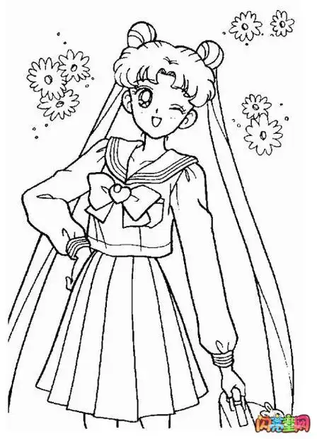 简笔画漫画少女二日本动漫漫画少女的简笔画优秀简笔画美少女黑白配