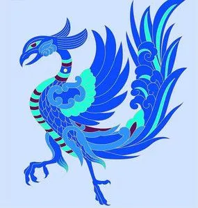 蓝色调凤凰图案