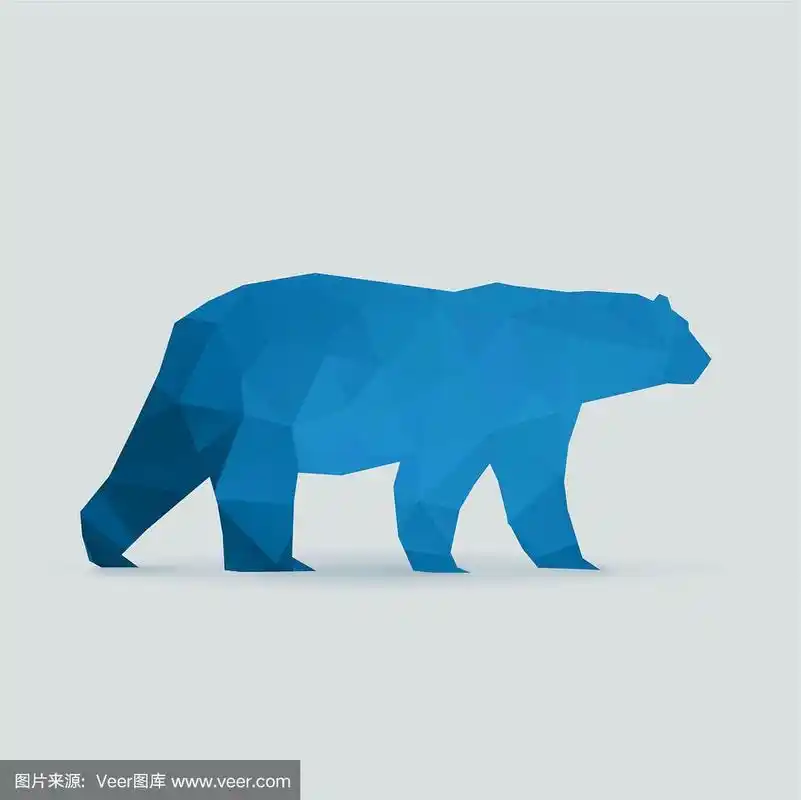 北极熊多边形蓝色剪影