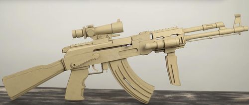 非实物瓦楞纸纸板枪模m416awm98k等可发射diy模型视频教程图纸