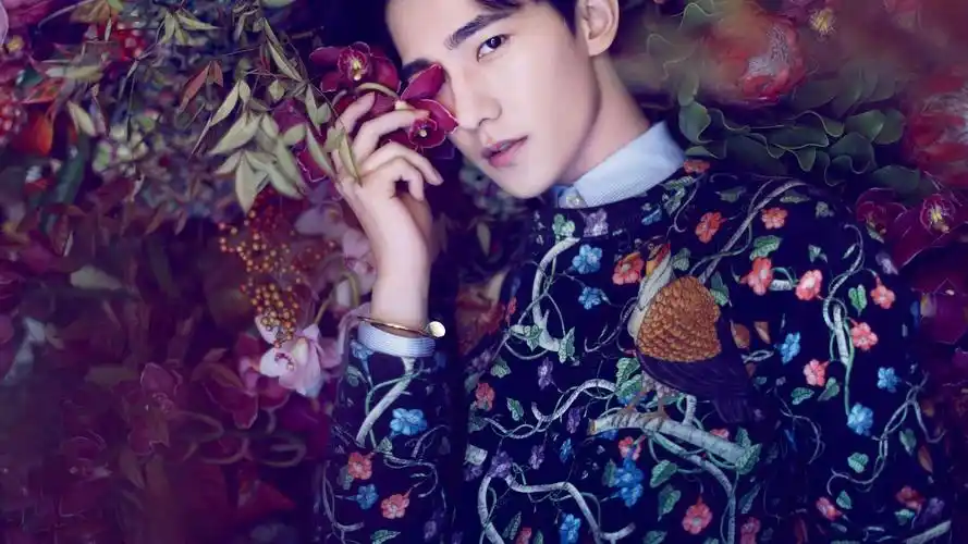杨洋 帅哥 鲜花 明星风尚壁纸