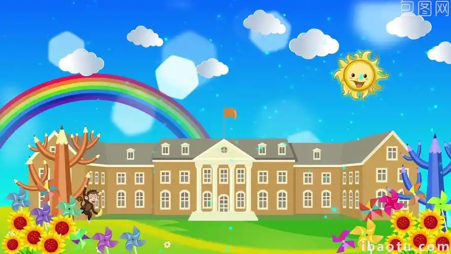 卡通学校儿歌舞台背景